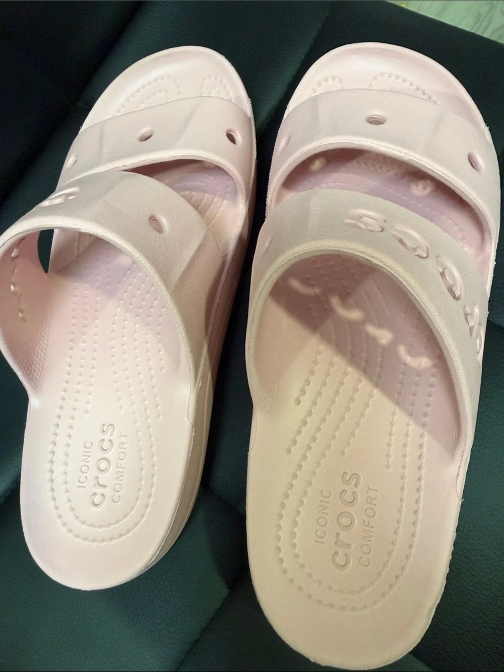 CROCS Light Pink Two-Strap Slide Sandals - Picture 5 of 7